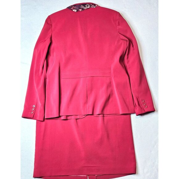 East 5th Womens Red Suit Set With Paisley Scarf & Nanotex Fabric 16T - Picture 10 of 16